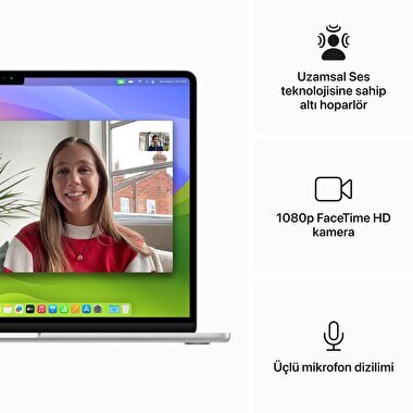 Apple MacBook Air 15' M3 Çip 8 Çekirdekli CPU 10 Çekirdekli GPU 24GB Bellek 512GB SSD Gümüş  MC9J4TU/A